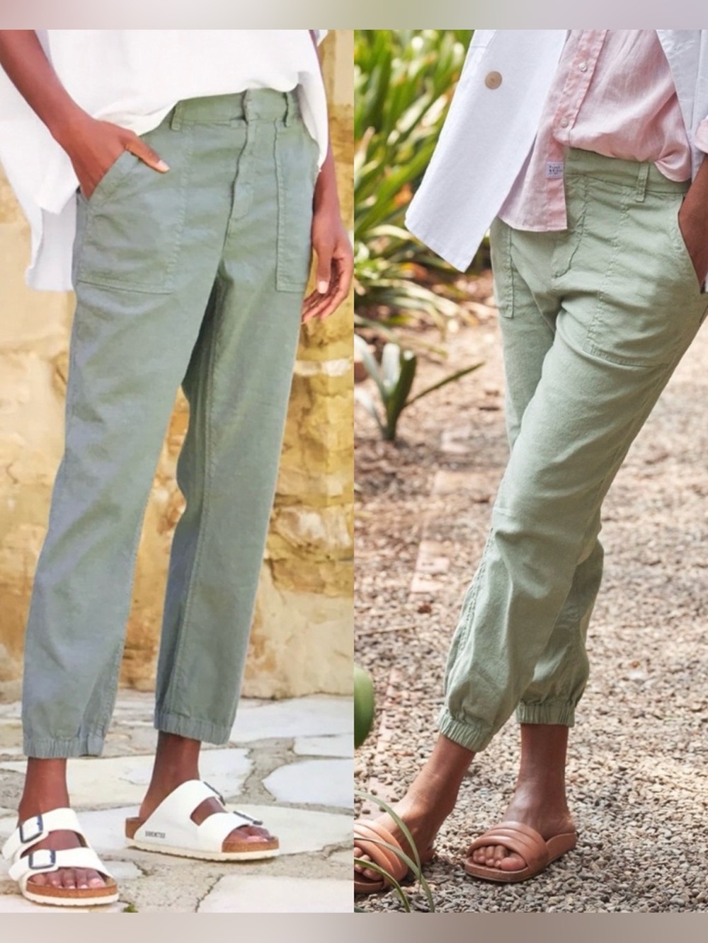 Frank & Eileen Jameson Linen Blend Jogger in Sage Green , size 0/XS